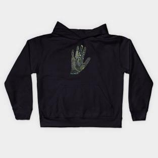 Abhaya Mudra Green, Hindu Palm Reading Kids Hoodie